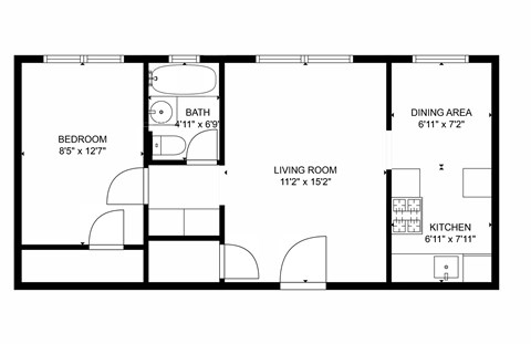 A black and white image of a floor plan for a home.
